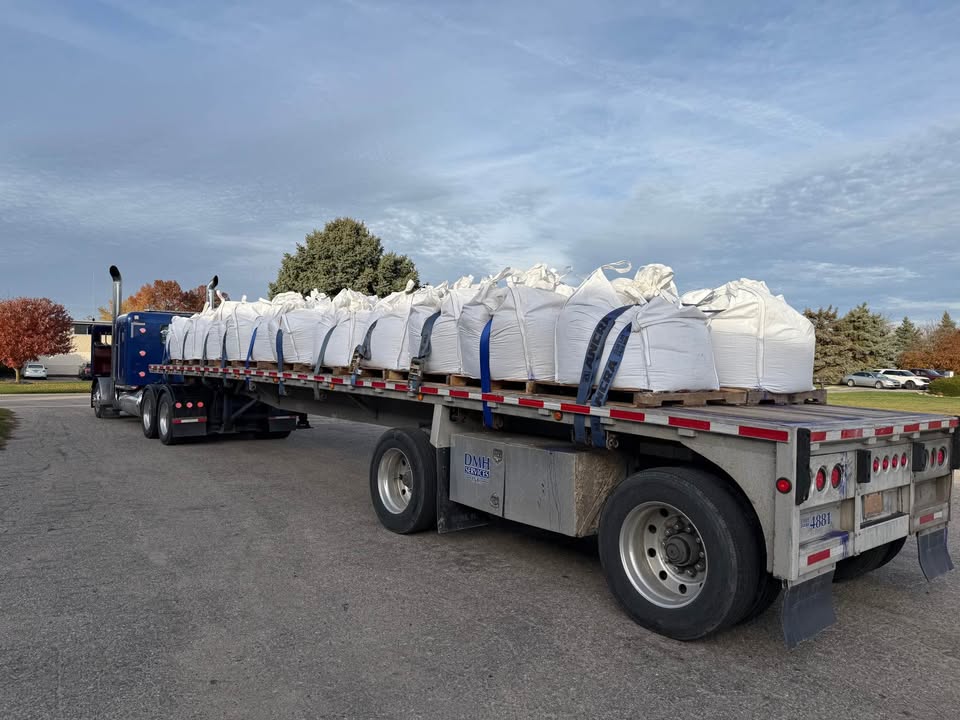This load is 22 one-ton sacks on a flatbed